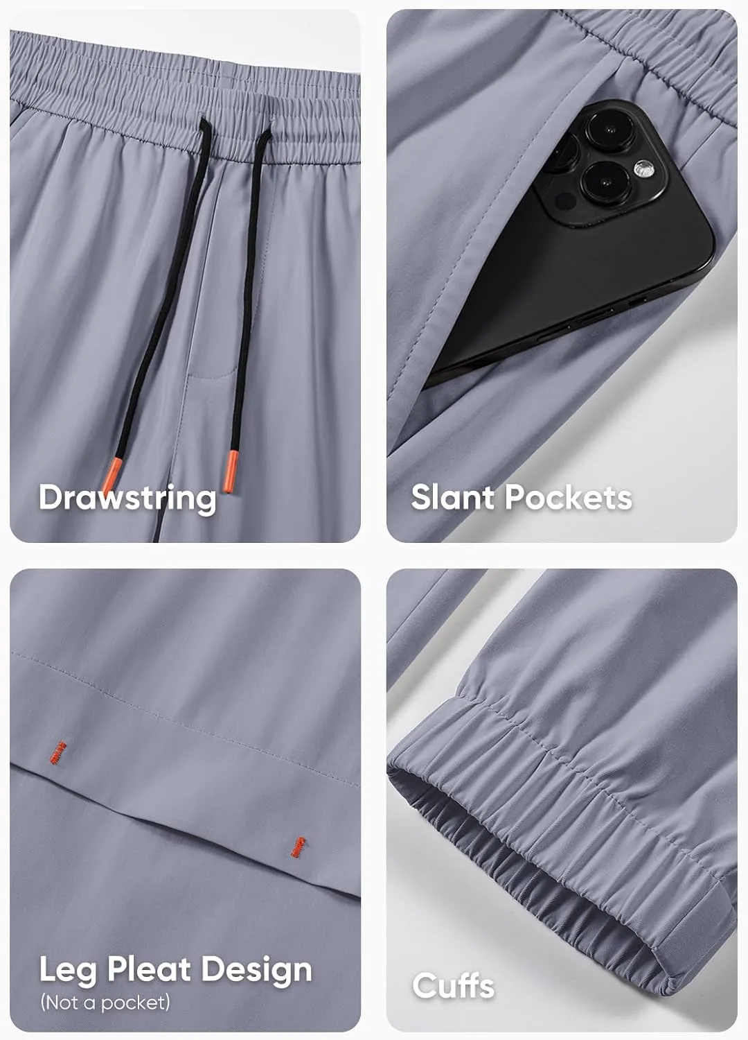 JMIERR Mens Joggers Casual Pants Stretch Elastic Waist Drawstring Tapered Pants with Pockets