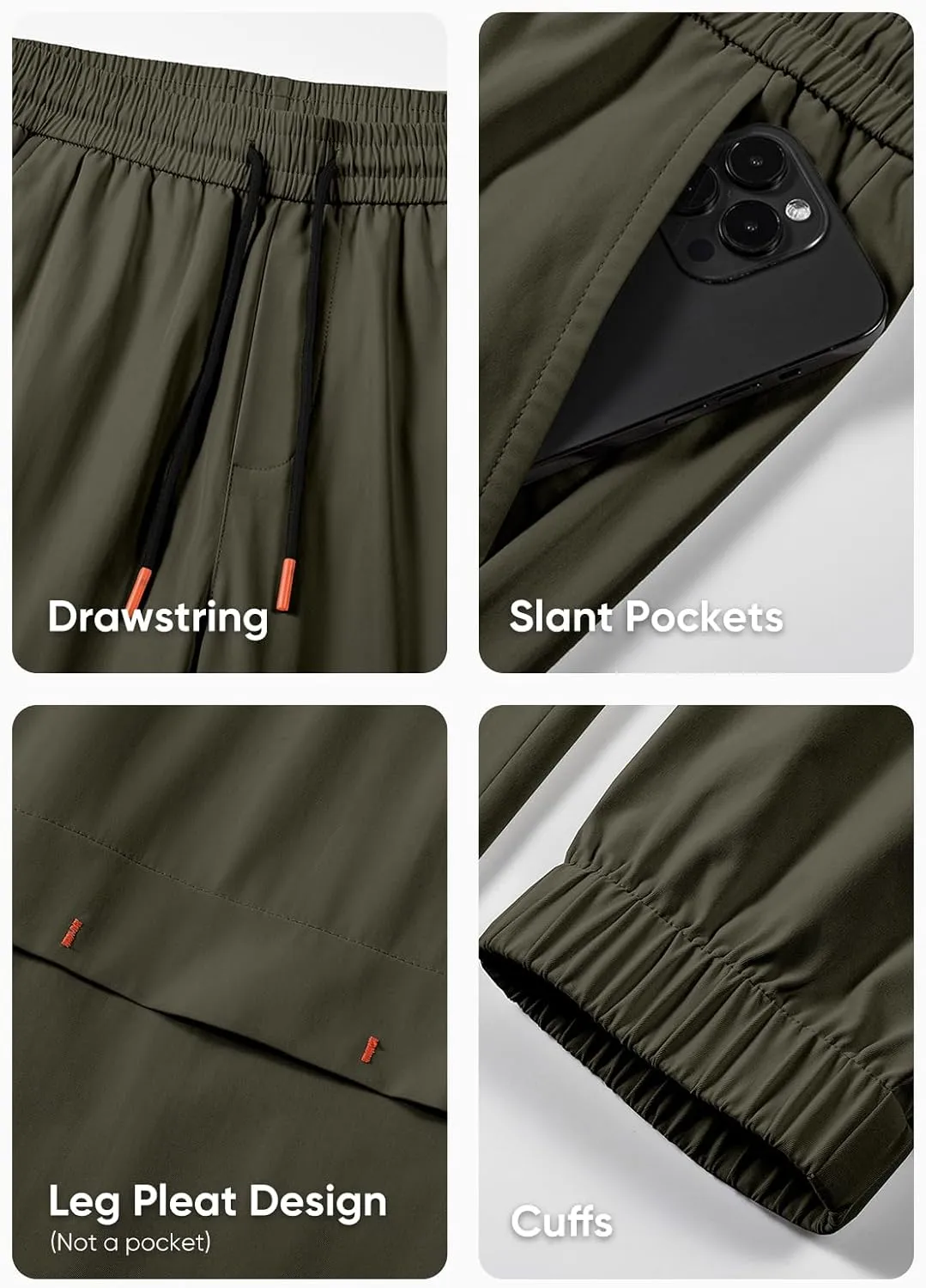 JMIERR Mens Joggers Casual Pants Stretch Elastic Waist Drawstring Tapered Pants with Pockets