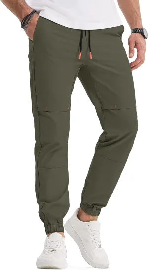 JMIERR Mens Joggers Casual Pants Stretch Elastic Waist Drawstring Tapered Pants with Pockets