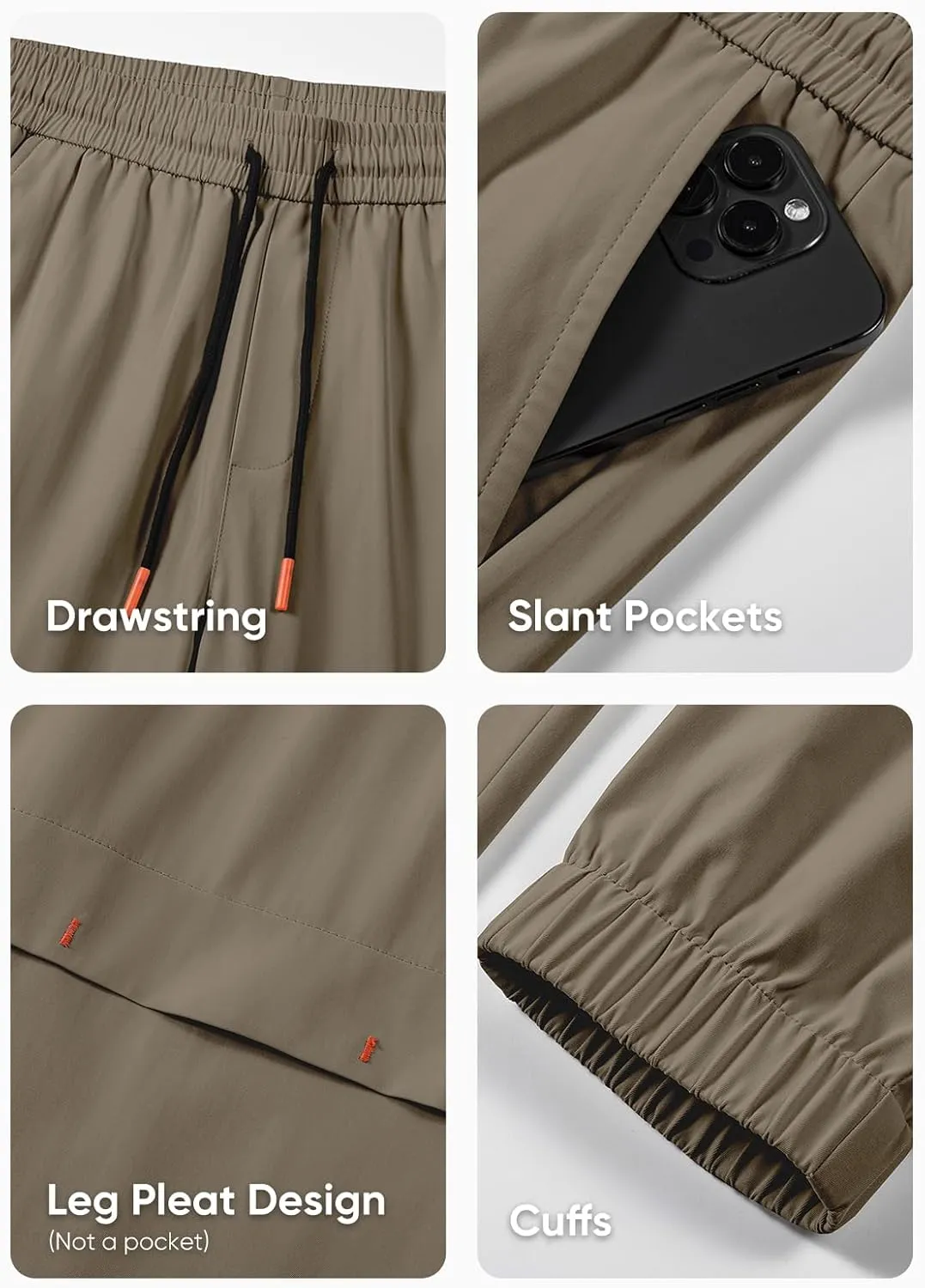 JMIERR Mens Joggers Casual Pants Stretch Elastic Waist Drawstring Tapered Pants with Pockets