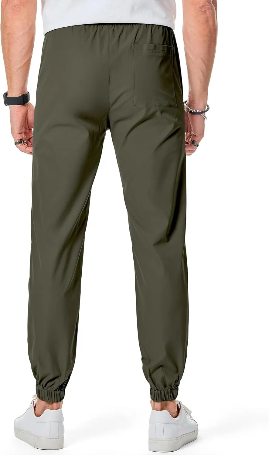 JMIERR Mens Joggers Casual Pants Stretch Elastic Waist Drawstring Tapered Pants with Pockets