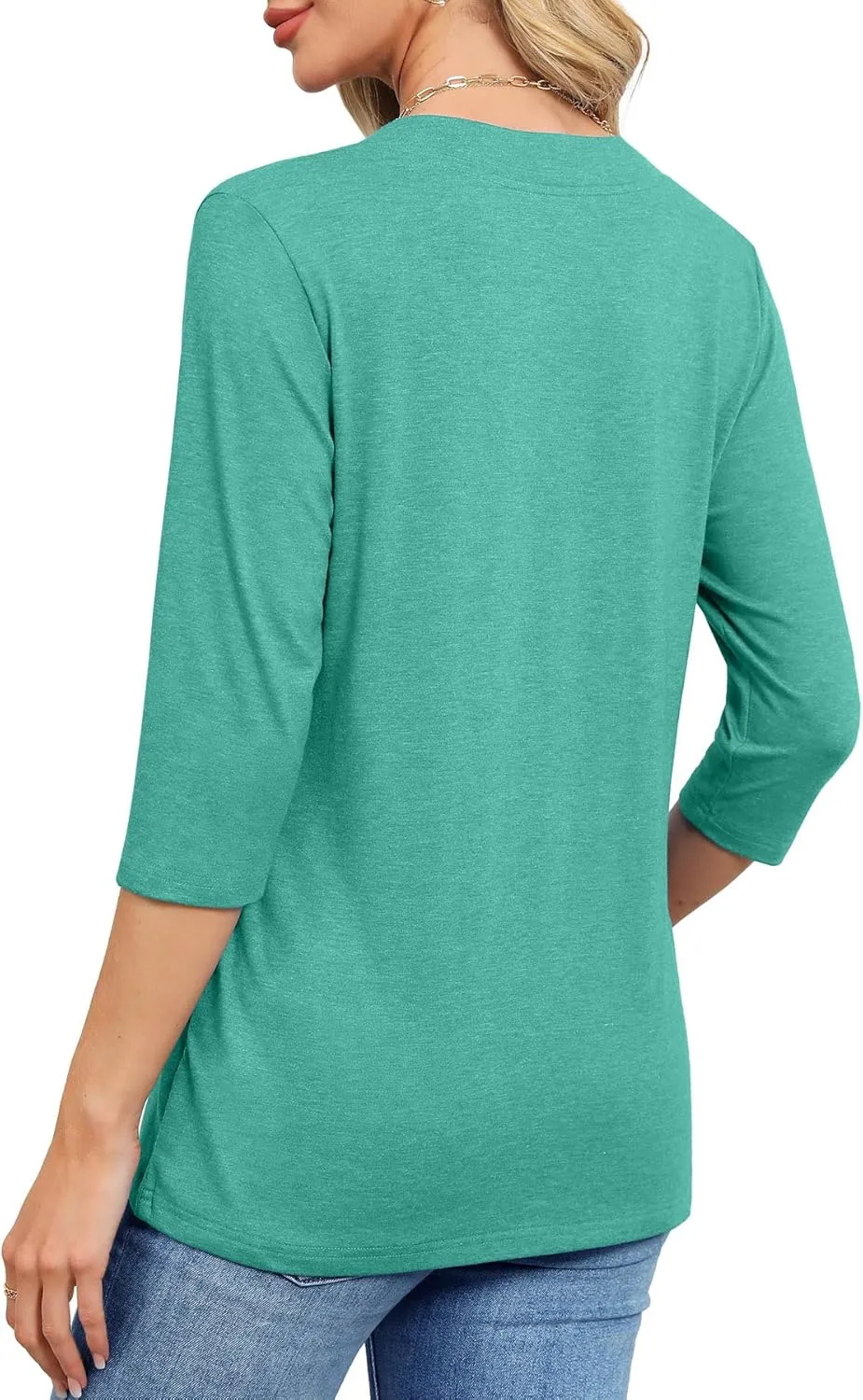 JomeDesign Womens Tops 3/4 Length Sleeve Summer V Neck Shirts Casual Tunic Tops 2025