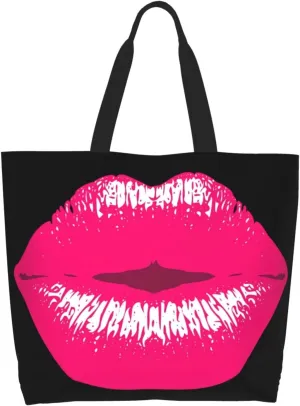 Kiss Kissing Lips Lipstick Lipgloss Women's Tote Bag Large Capacity Single Shoulder Bags Handbag for Shopping Work