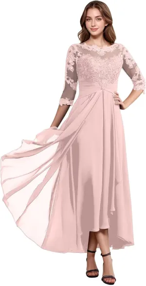 Lace Appliques Mother of The Bride Dresses A Line Chiffon Formal Dresses Evening Gown
