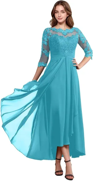 Lace Appliques Mother of The Bride Dresses A Line Chiffon Formal Dresses Evening Gown