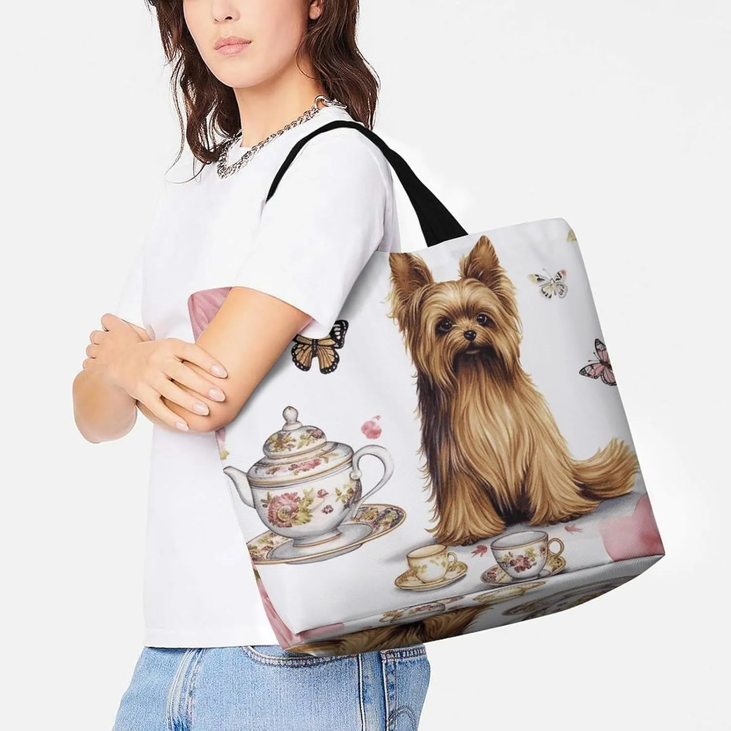 Large Capacity Shopping Bag Wild Seas Canvas Grocery Bags Foldable Tote Bag