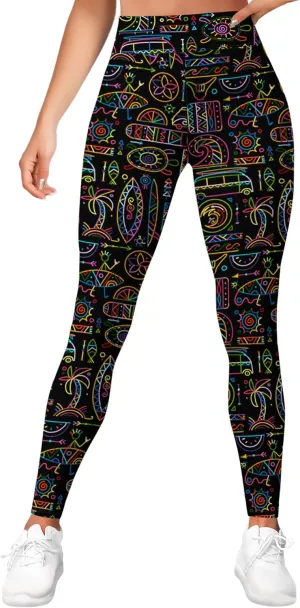 Leggings for Women Printed Funny Gym Womens Yoga Pants Rainbow Crazy Leggings