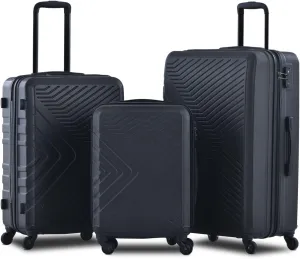 Lightweight 3 Piece Luggage Set for Stress-Free Travel, Durable Hard Shell with TSA Lock, Spinner Wheels, Black (20/24/28)