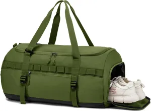 Lyweem Sports Gym Bag Men - Large 60L Tactical Travel Duffle Bag with Shoe Compartment Women, Weekender Backpack, Overnight Duffel Bag, Green