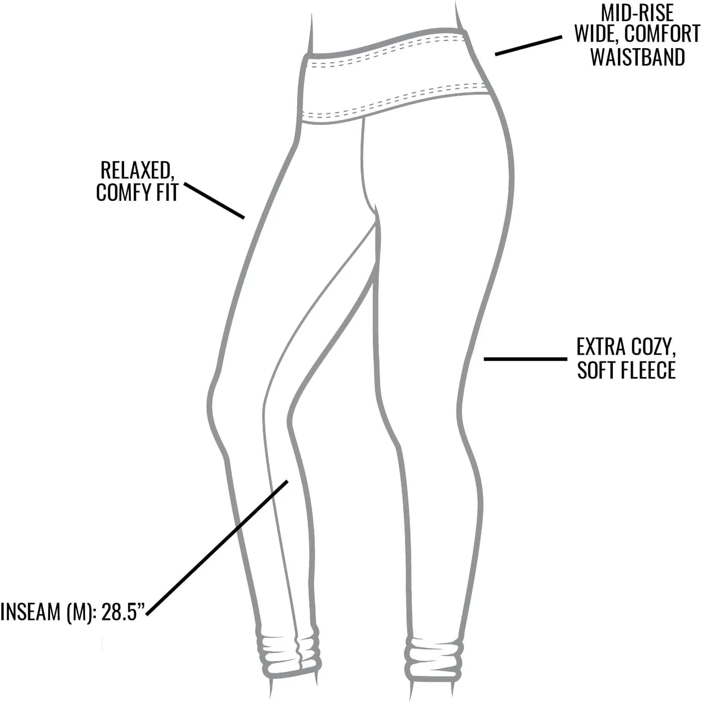 Maggie's Organic Fleece Leggings - Mid Waist Control Gym and Everday Leggings