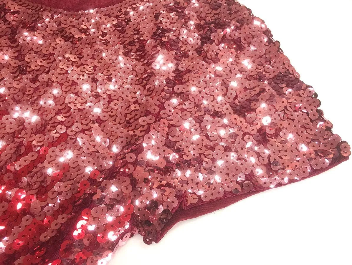 MANER Womens Full Sequin Tops Glitter Party Shirt Short Sleeve Sparkle Blouses S-4X