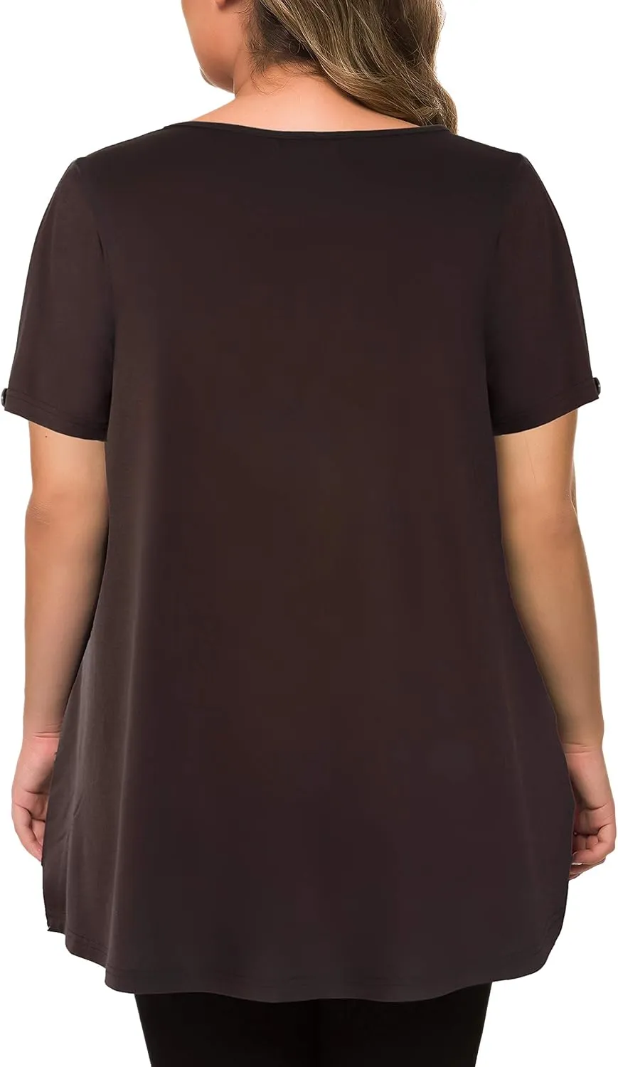 MANER Women's Plus Size Tops Short Sleeve Flowy Shirts Casual Blouses Tunic Tops L-4XL