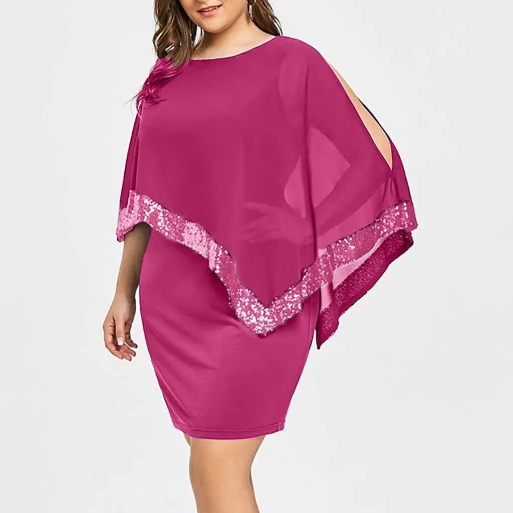 Maternity Dress, Women's Sleeveless Cape Dress with Chiffon Overlay Cocktail Formal Wedding Guest Dress
