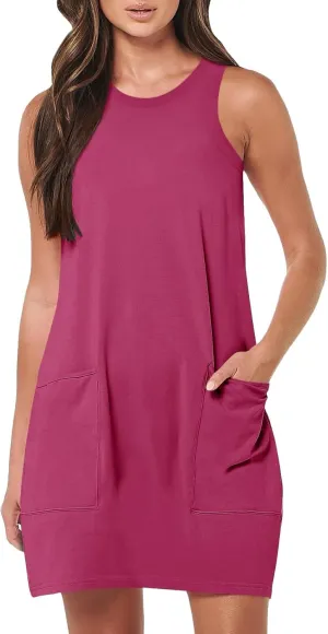 midelxp Tank Dresses for Women 2025 Casual Summer Sleeveless Dress with Pockets Boho Beach Dress Comfy Vacation Mini Sundress
