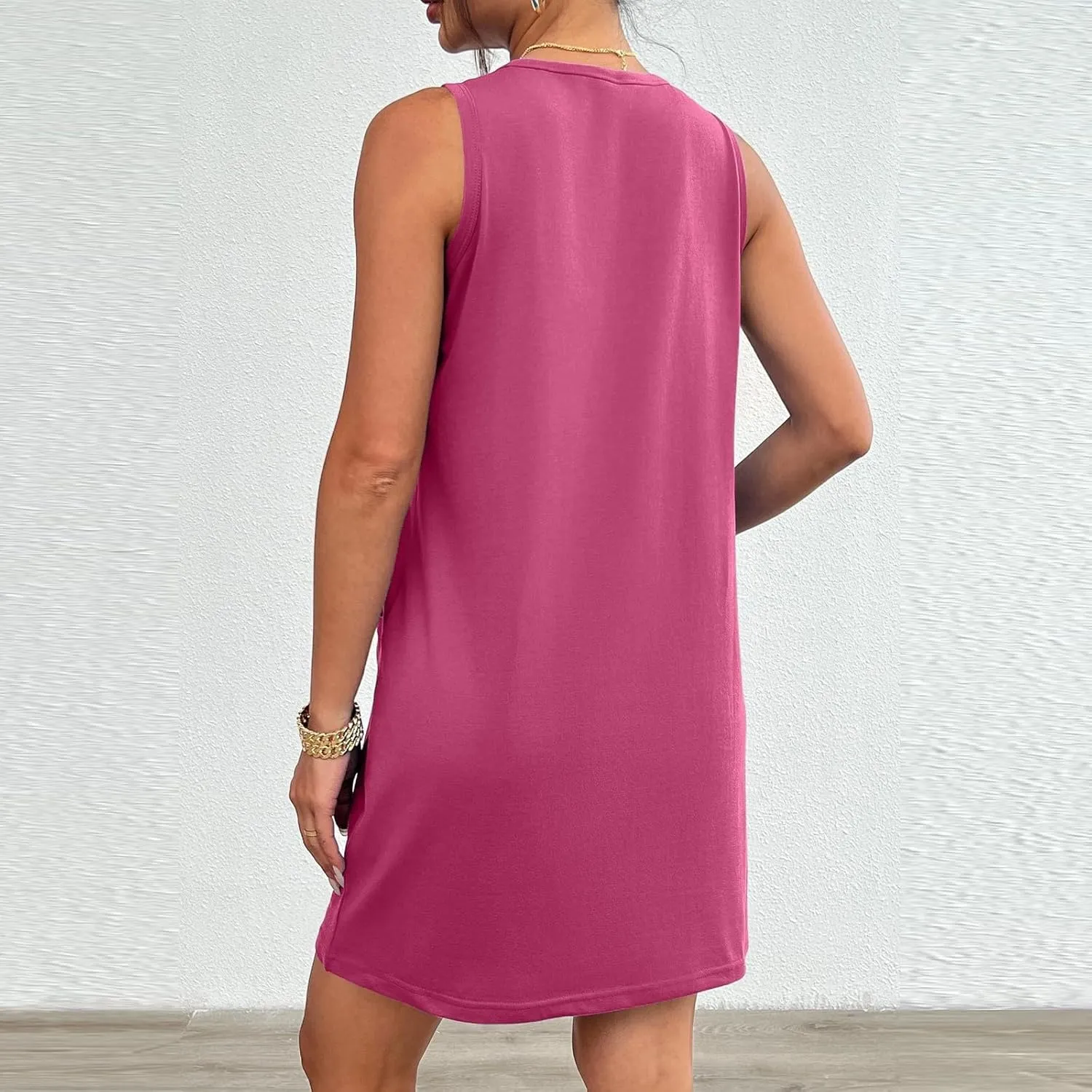 midelxp Tank Dresses for Women 2025 Casual Summer Sleeveless Dress with Pockets Boho Beach Dress Comfy Vacation Mini Sundress