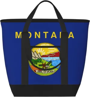 Montana State Flag Women's tote bags and reusable women's beach bags are suitable for travel insulation and cooling bags.