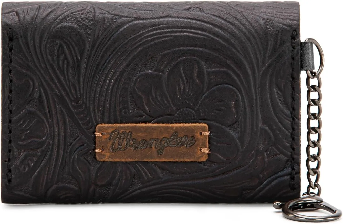 Montana West  Wrangler Coin Purse for Men Women Embossed Leather Coin Pouch Small Wallet, Black