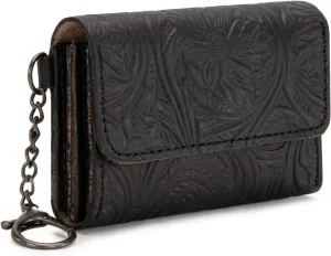Montana West  Wrangler Coin Purse for Men Women Embossed Leather Coin Pouch Small Wallet, Black