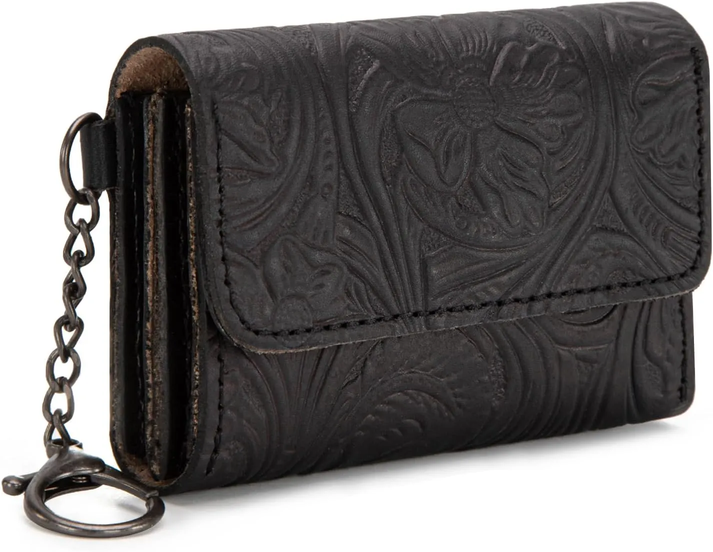 Montana West  Wrangler Coin Purse for Men Women Embossed Leather Coin Pouch Small Wallet, Black