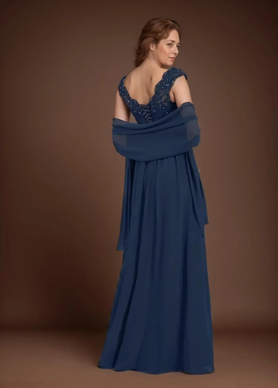 Mother of The Bride Dresses for Wedding Lace Appliques 2 Pieces Prom Dress Long Chiffon Formal Evening Party Gowns
