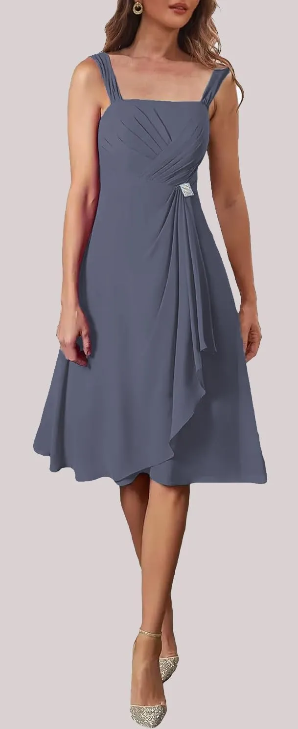 Mother of The Bride Dresses for Wedding Tea Length 2 Pieces Chiffon Formal Dress with Jacket YB21