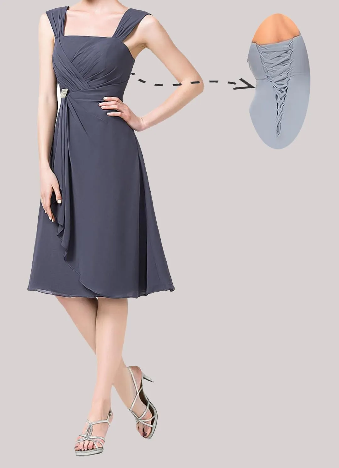 Mother of The Bride Dresses for Wedding Tea Length 2 Pieces Chiffon Formal Dress with Jacket YB21