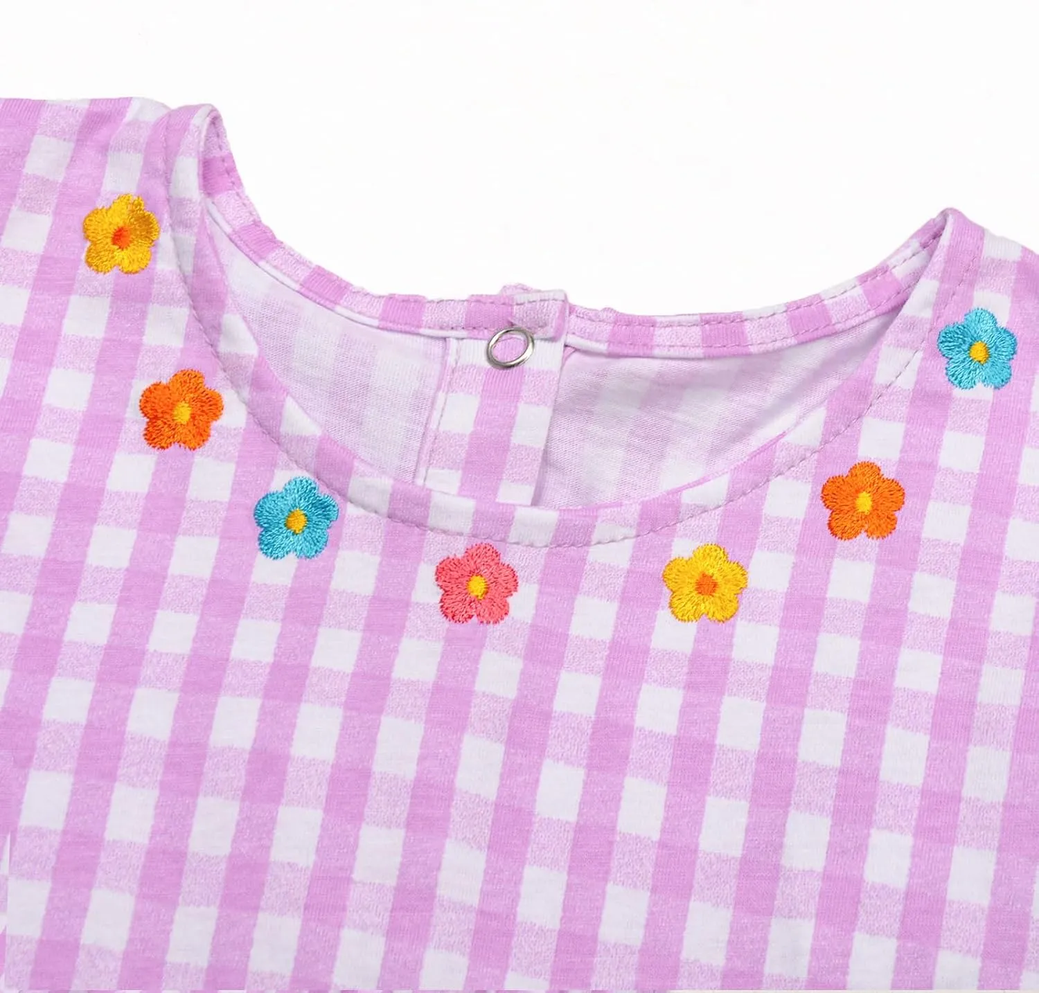Mumetaz Toddler Girls Dress Ruffle Sleeveless Embroidery Floral Dress Casual Striple Summer Beach Sundress 1-6T