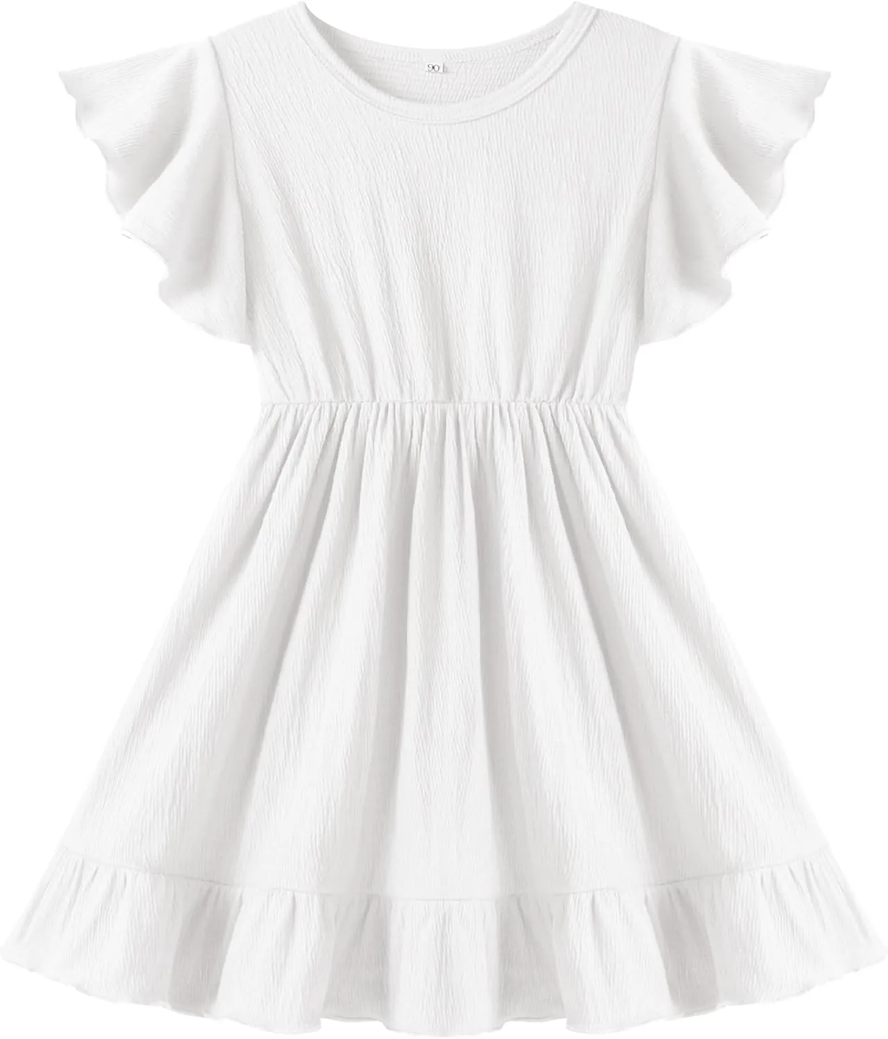 Neutocd Toddler Girl Dress Ruffled Short Sleeve Flowy Tiered Kid Baby Girl Summer Party Beach Boho Swing Dress Sundress