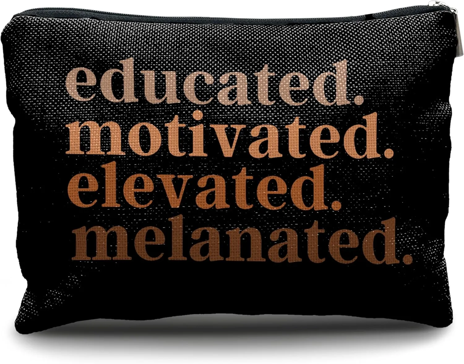Nogrit African American Gifts,Black Women Gifts,Black Women Makeup Bag Cosmetic Bag,Educated Motivated Elevated Melanated Melanin Makeup Travel Toiletry Bag,gifts for African American women/black