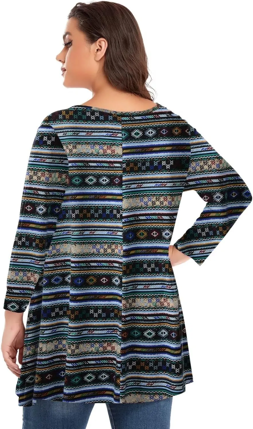 OVERWORETY Plus Size Tops for Women 3/4 Sleeve Henley V Neck Button Tunics Casual Loose Swing Shirts for Leggings