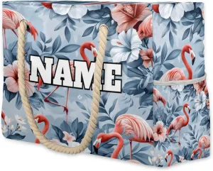 Personalized Name Beach Bags for Women, Large Beach Tote Bag with Zipper, Waterproof Sandproof Swim Pool Bags