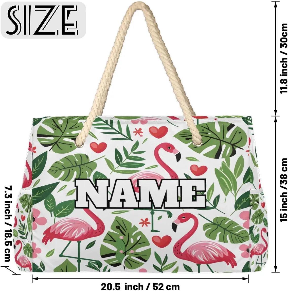 Personalized Name Beach Bags for Women, Large Beach Tote Bag with Zipper, Waterproof Sandproof Swim Pool Bags