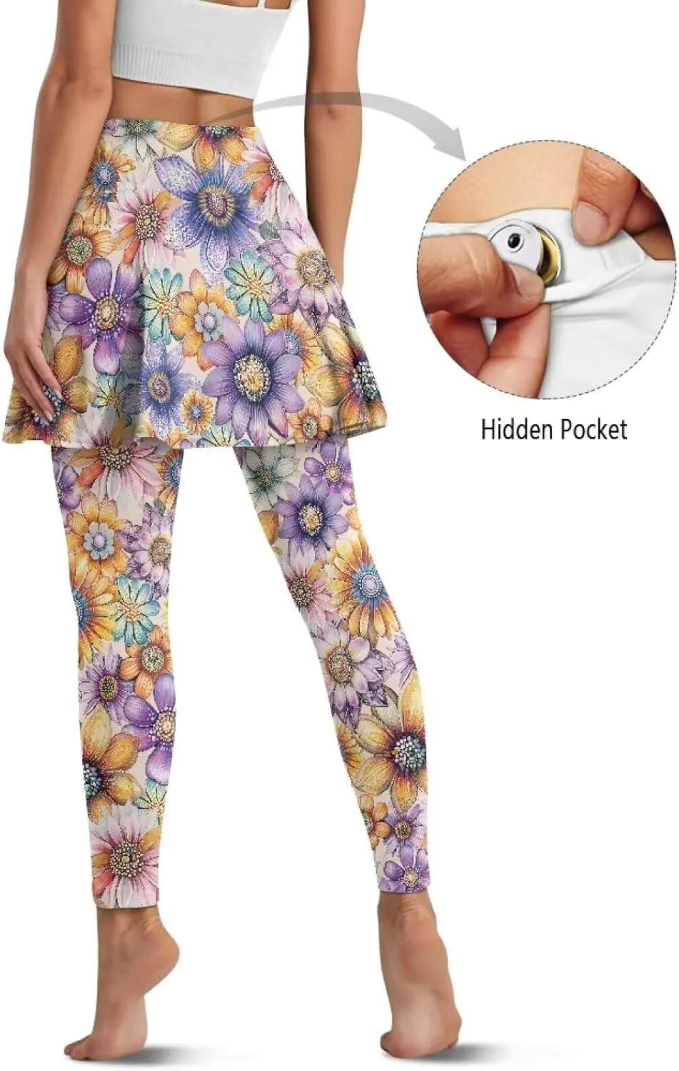 POLERO Womens Yoga Leggings with Skirts Tennis Skirts with Leggings Athletic Skirted Leggings