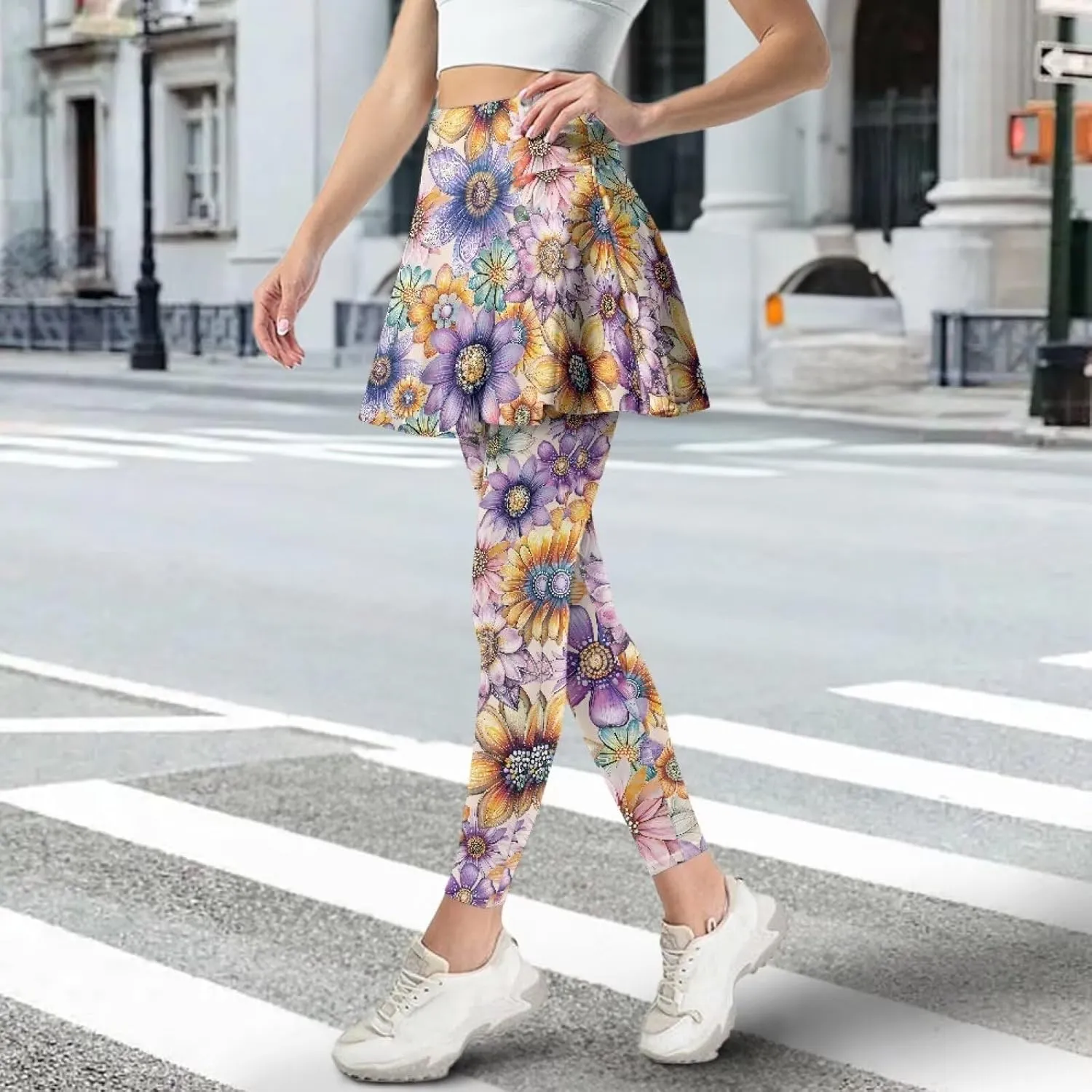 POLERO Womens Yoga Leggings with Skirts Tennis Skirts with Leggings Athletic Skirted Leggings