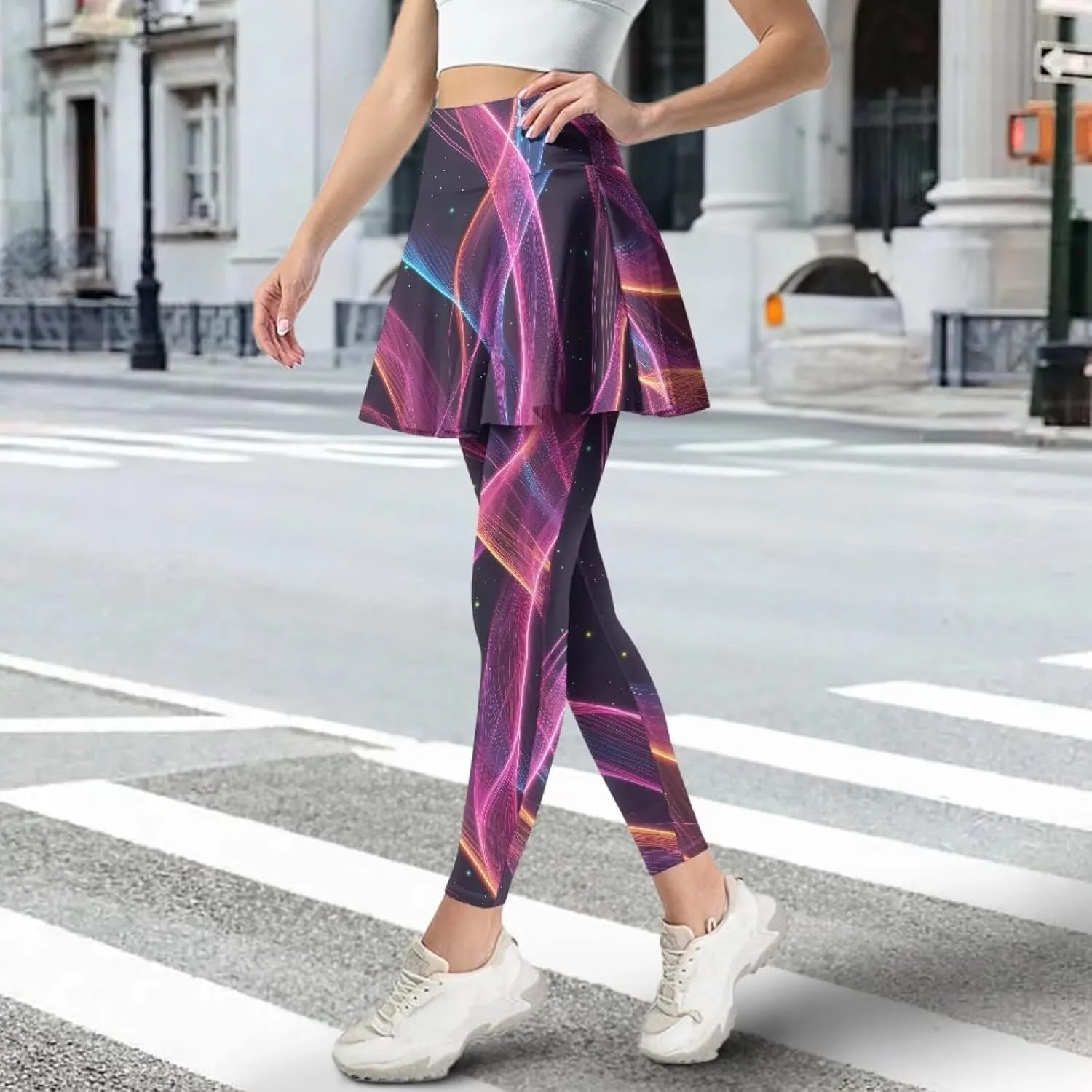 POLERO Womens Yoga Leggings with Skirts Tennis Skirts with Leggings Athletic Skirted Leggings