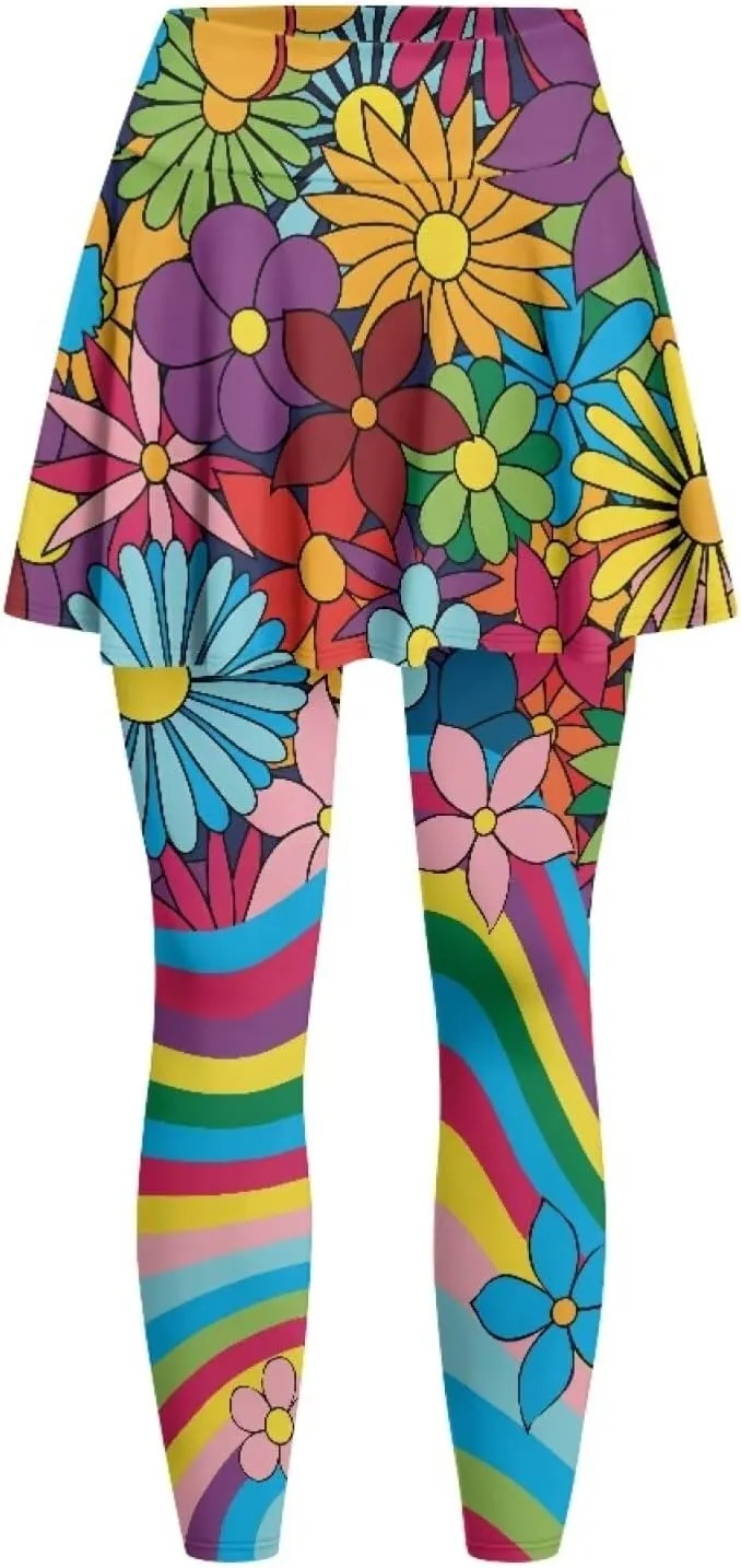 POLERO Womens Yoga Leggings with Skirts Tennis Skirts with Leggings Athletic Skirted Leggings