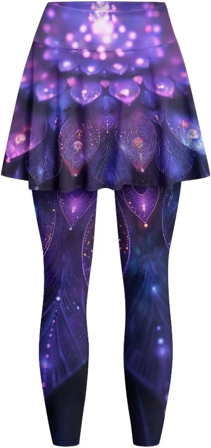POLERO Womens Yoga Leggings with Skirts Tennis Skirts with Leggings Athletic Skirted Leggings