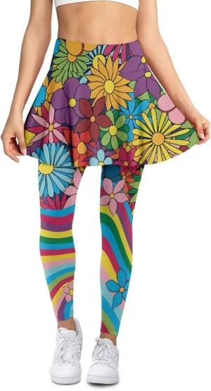 POLERO Womens Yoga Leggings with Skirts Tennis Skirts with Leggings Athletic Skirted Leggings
