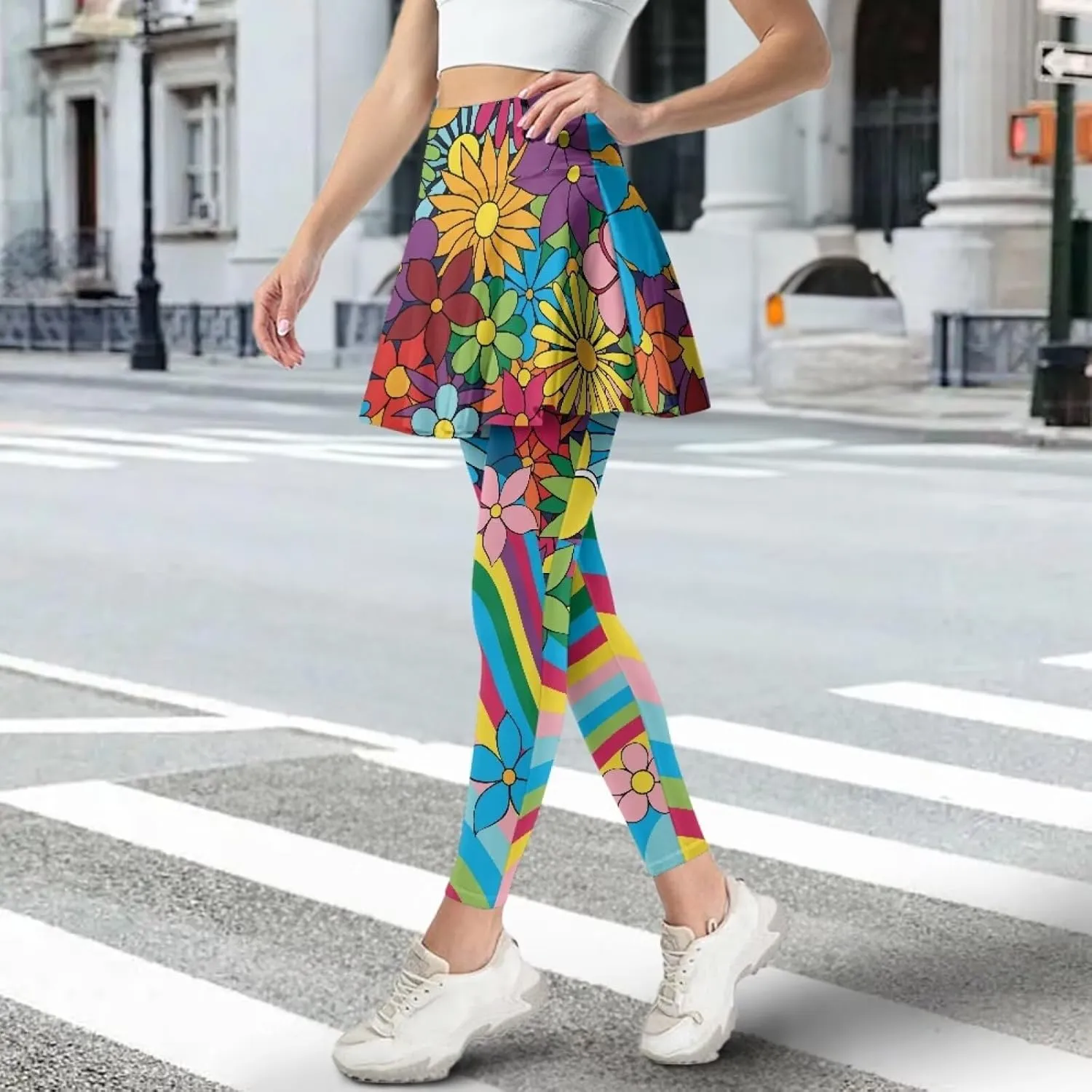 POLERO Womens Yoga Leggings with Skirts Tennis Skirts with Leggings Athletic Skirted Leggings