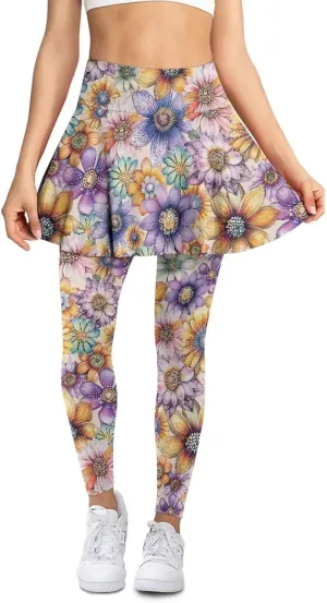 POLERO Womens Yoga Leggings with Skirts Tennis Skirts with Leggings Athletic Skirted Leggings