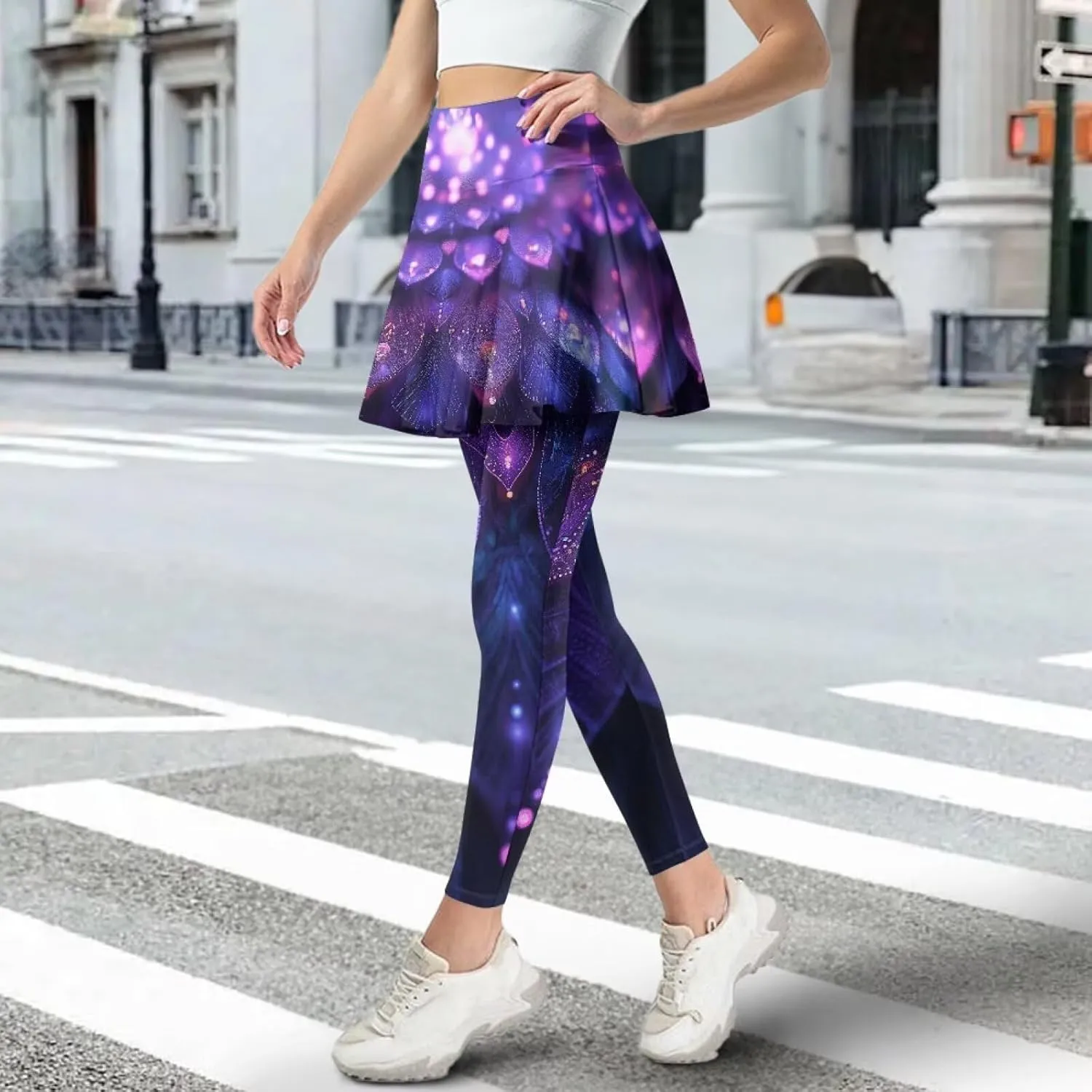 POLERO Womens Yoga Leggings with Skirts Tennis Skirts with Leggings Athletic Skirted Leggings