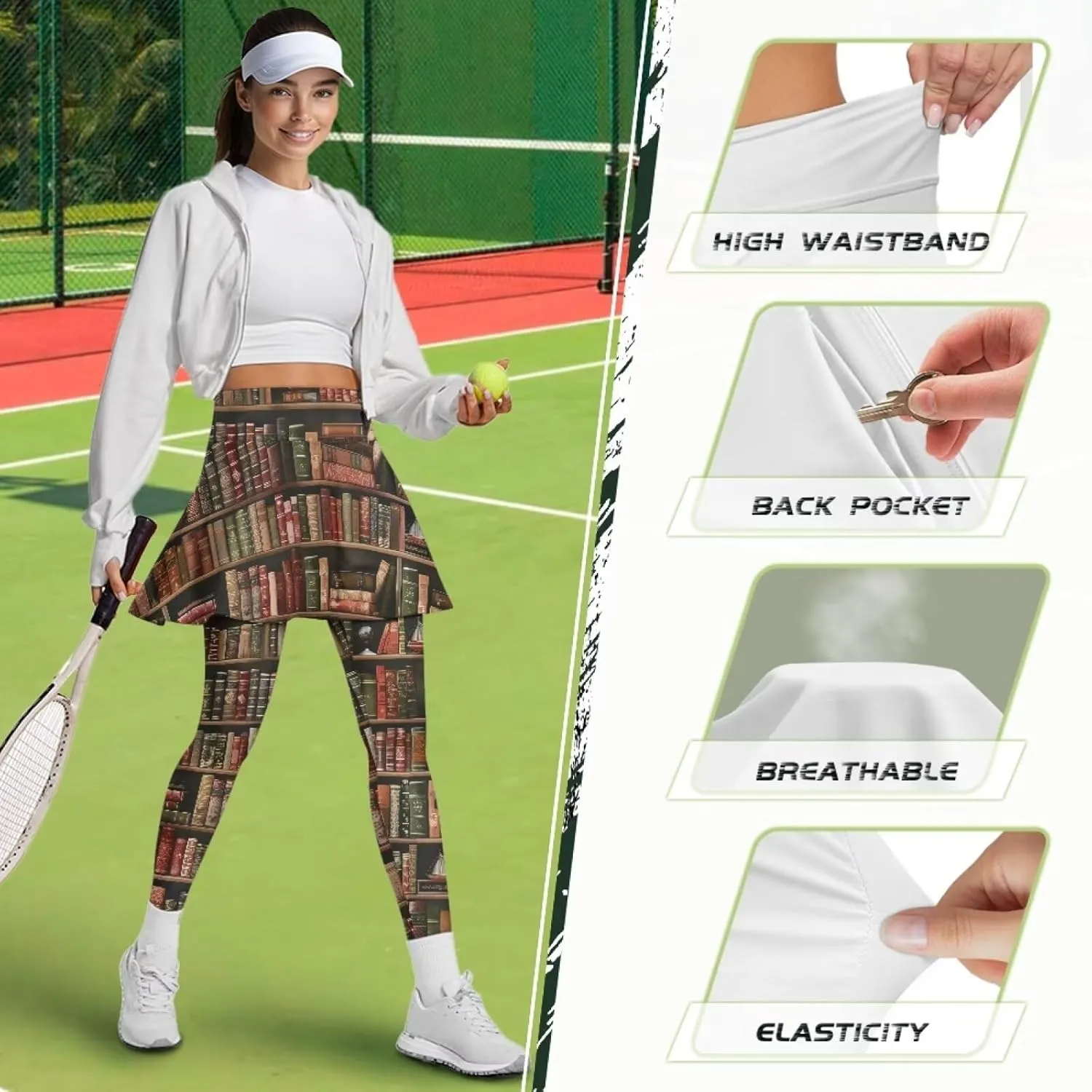 POLERO Womens Yoga Leggings with Skirts Tennis Skirts with Leggings Athletic Skirted Leggings