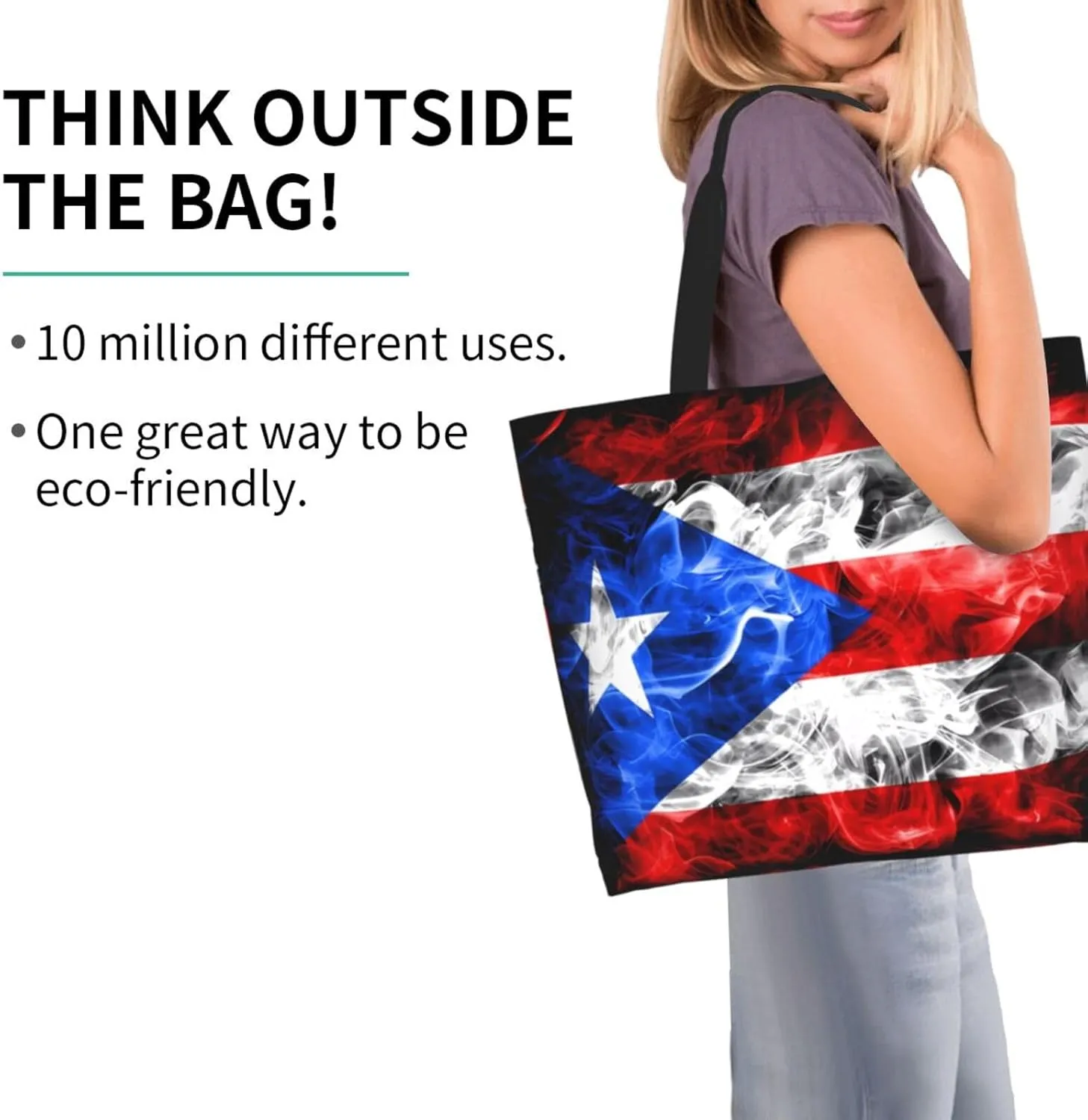 Puerto Rican American Flag Women's Tote Bag Large Capacity Single Shoulder Bags Handbag for Shopping Work