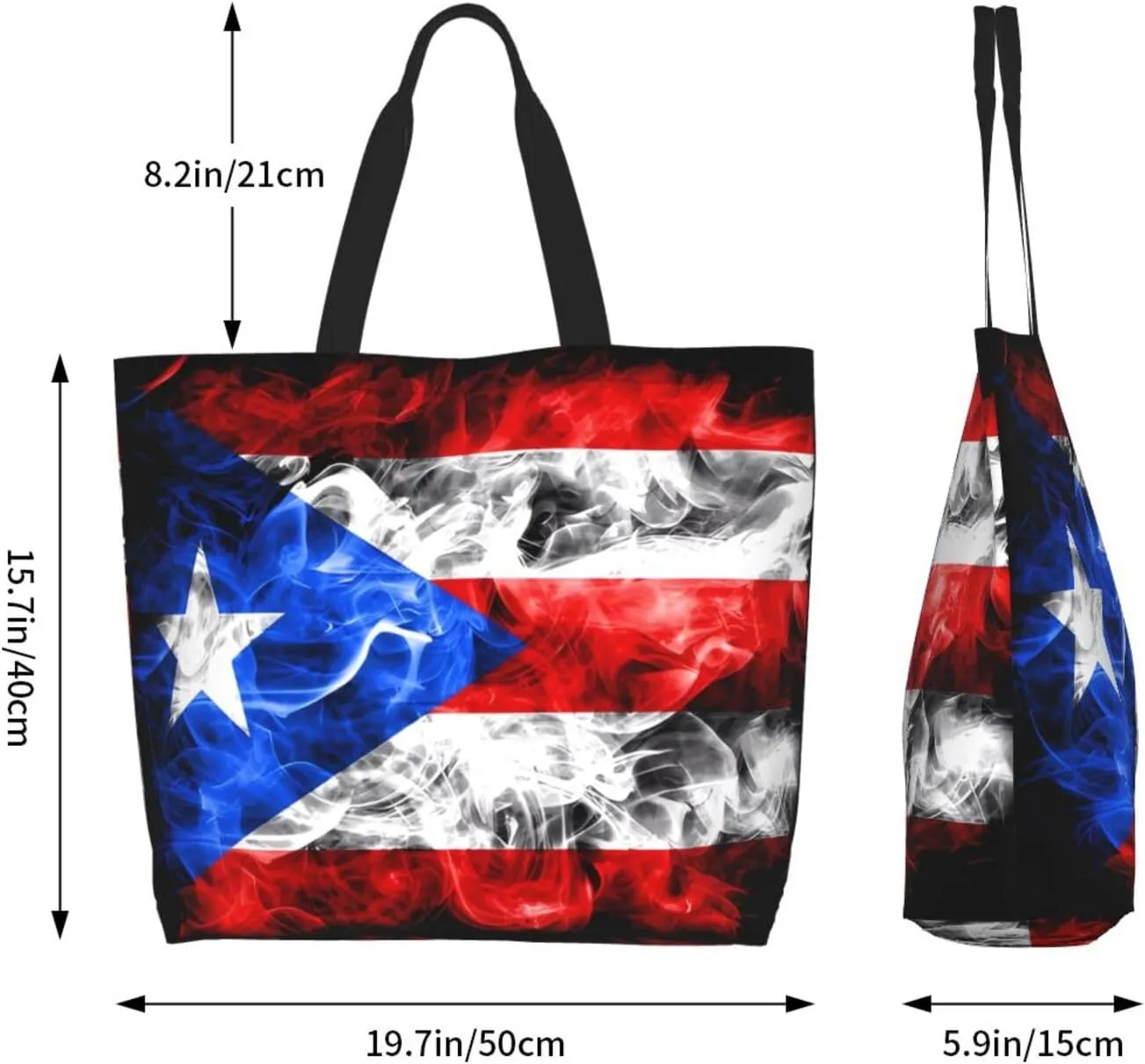 Puerto Rican American Flag Women's Tote Bag Large Capacity Single Shoulder Bags Handbag for Shopping Work