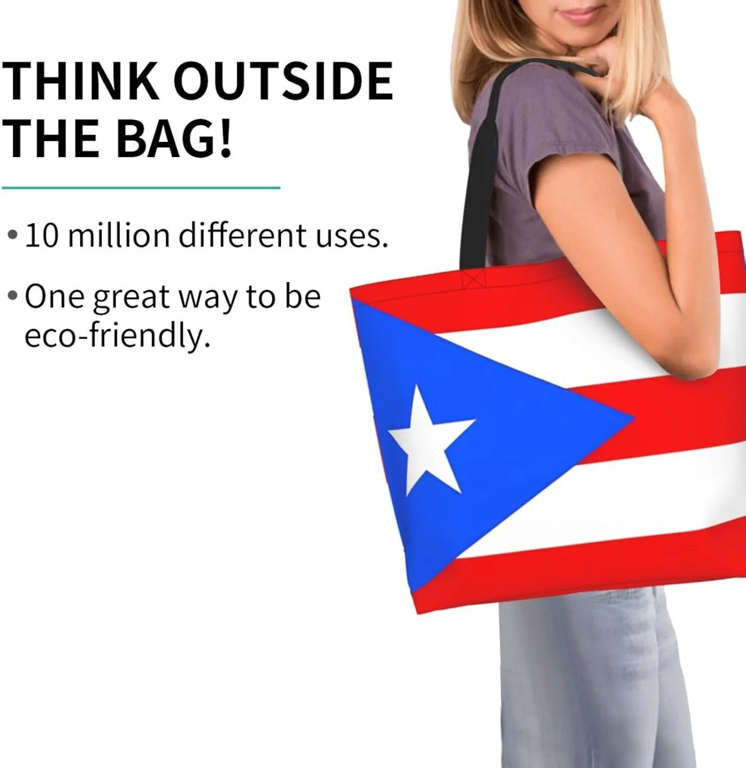 Puerto Rican American Flag Women's Tote Bag Large Capacity Single Shoulder Bags Handbag for Shopping Work