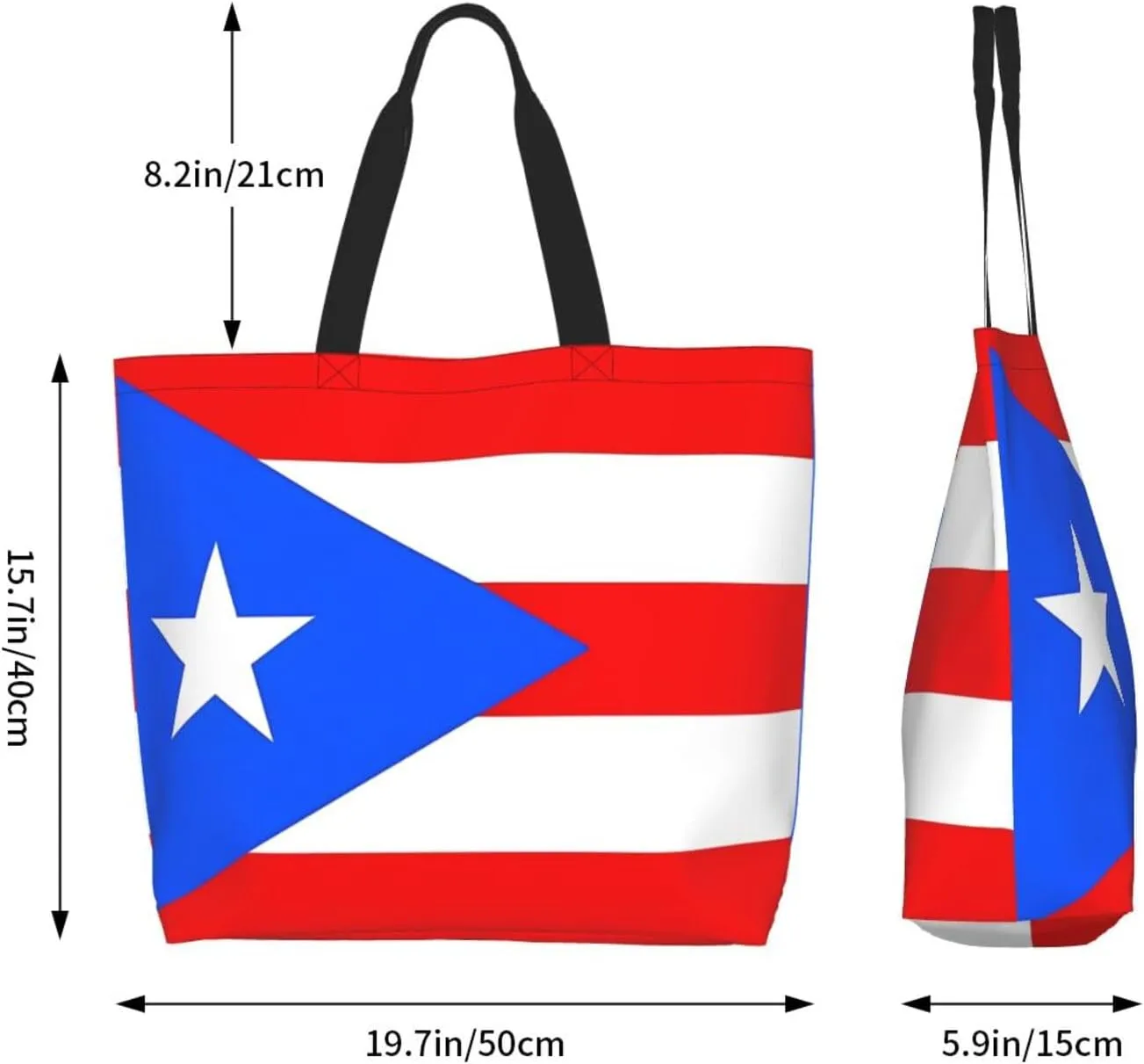 Puerto Rican American Flag Women's Tote Bag Large Capacity Single Shoulder Bags Handbag for Shopping Work