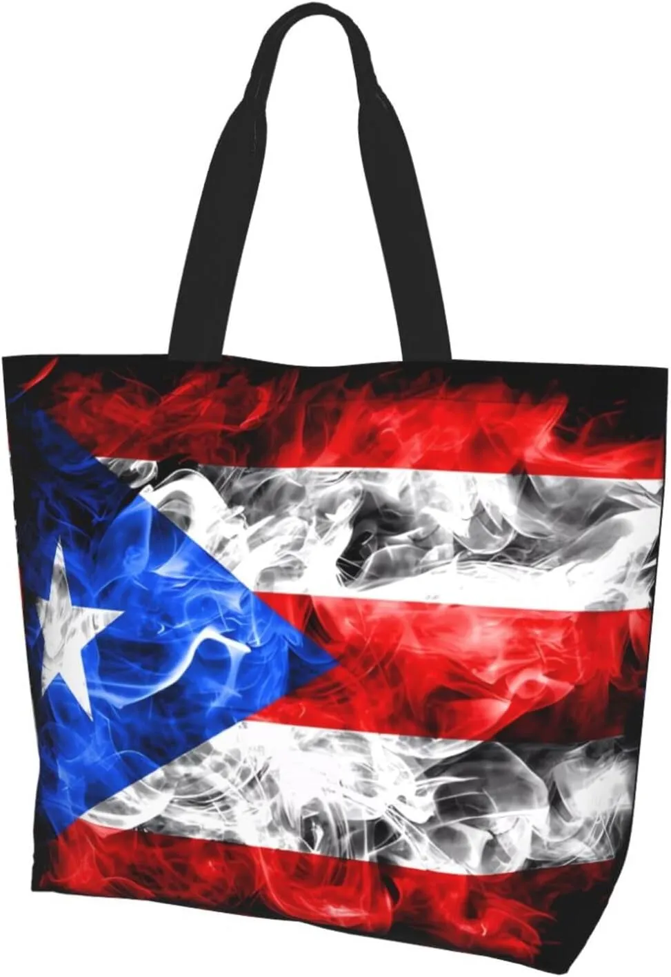 Puerto Rican American Flag Women's Tote Bag Large Capacity Single Shoulder Bags Handbag for Shopping Work