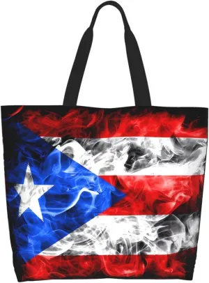 Puerto Rican American Flag Women's Tote Bag Large Capacity Single Shoulder Bags Handbag for Shopping Work