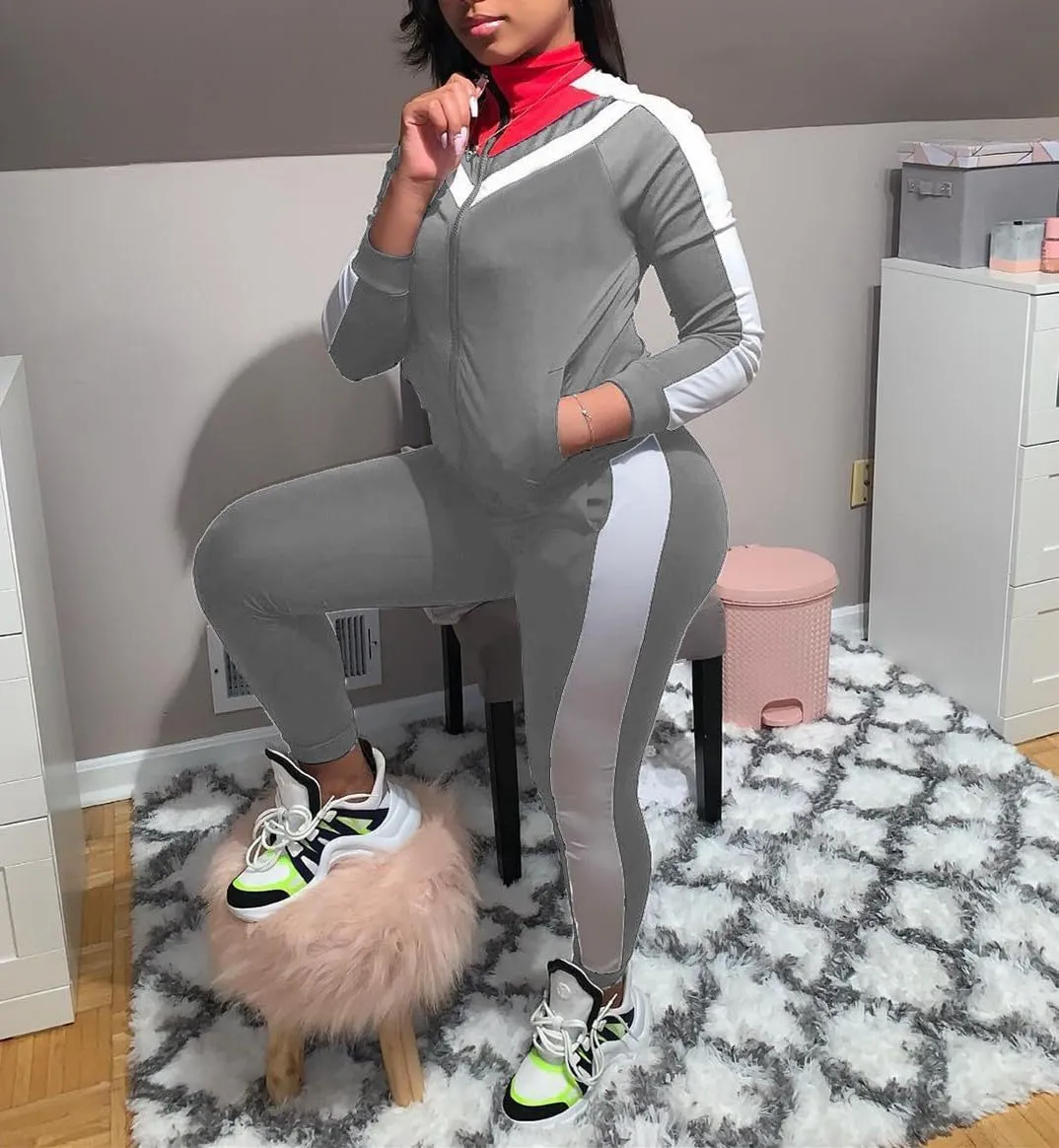 Remxi Workout Sets for Women Two Piece Outfits Jogging Sweat Suits Tops and Long Sweatpants Set Workout Tracksuit