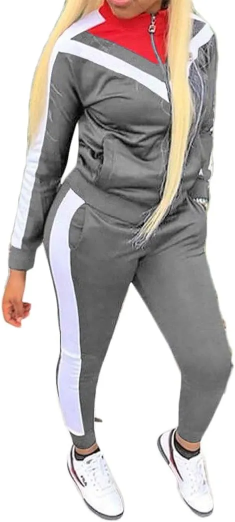 Remxi Workout Sets for Women Two Piece Outfits Jogging Sweat Suits Tops and Long Sweatpants Set Workout Tracksuit